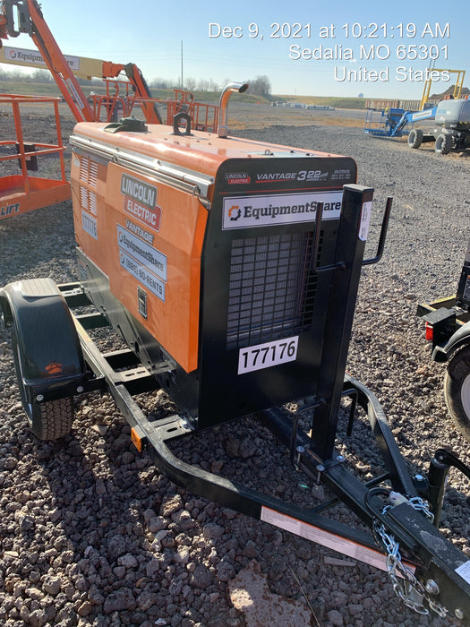 2021 Lincoln Electric Vantage 322 Vantage 322 Ready Pak 3 w/ Decals, ORANGE (includes trailer, cable rack, fender light kit) NO Telematics