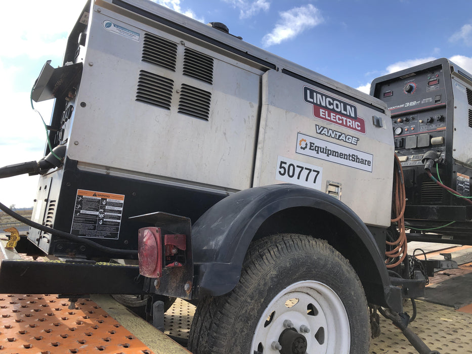 2019 Lincoln Electric Vantage 322 Welder Ready-Pak 3, Two wheel trailer, Fender and Light kit, Cable Rack