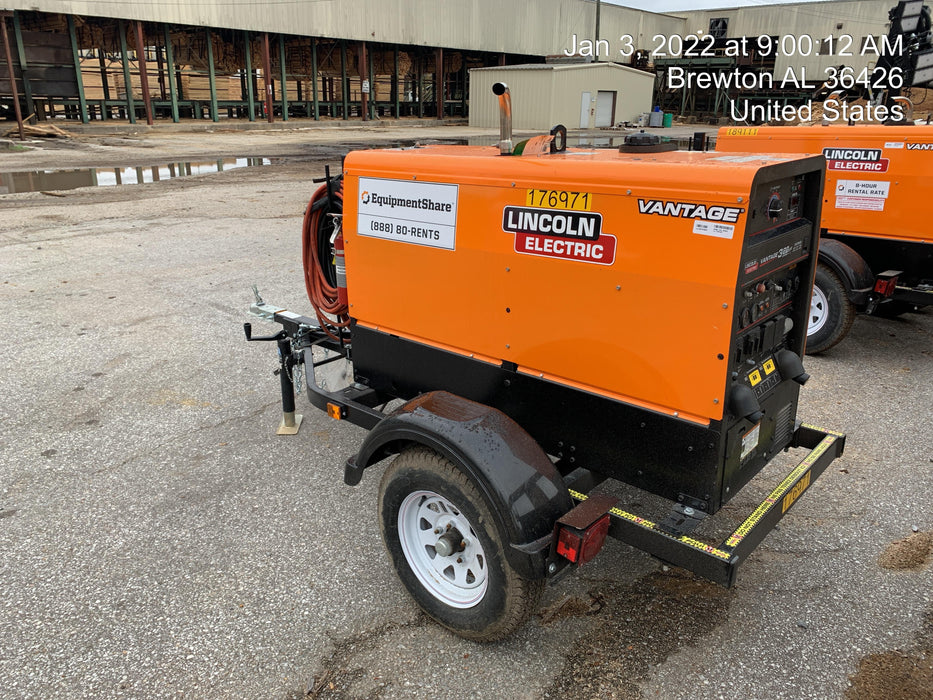 2021 Lincoln Electric Vantage 322 Vantage 322 Ready Pak 3 w/ Decals, ORANGE (includes trailer, cable rack, fender light kit) NO Telematics