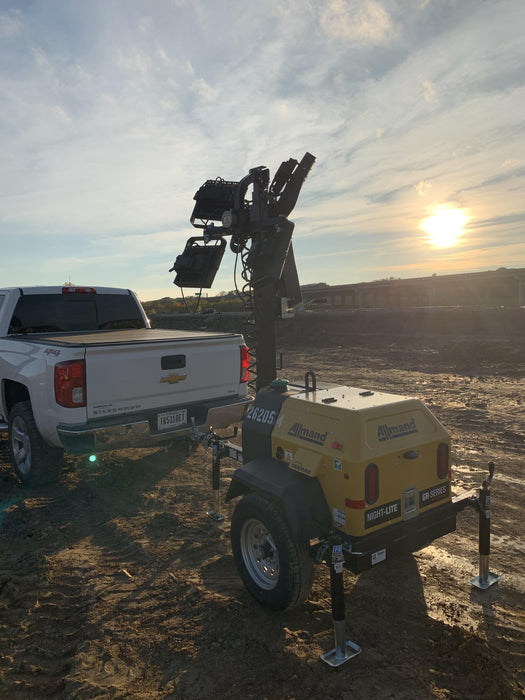 2022 Allmand NLV3GR (4) LED Light Fixture 350W, 23' Vertical Mast, 3kW Prime, Towable, ES Decals, T3