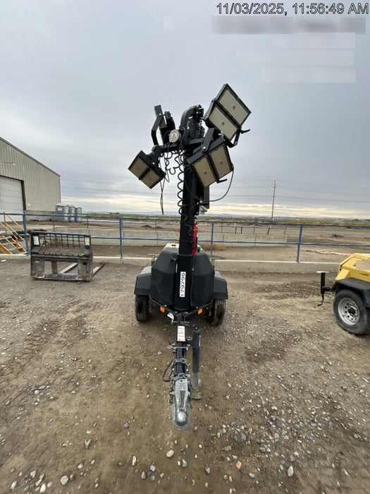 Allmand NLV3GR (4) LED Light Fixture 350W, 23' Vertical Mast, 3kW Prime, Towable, Deep Sea L401, Leveling Jacks, Yanmar T4F 5.8hp