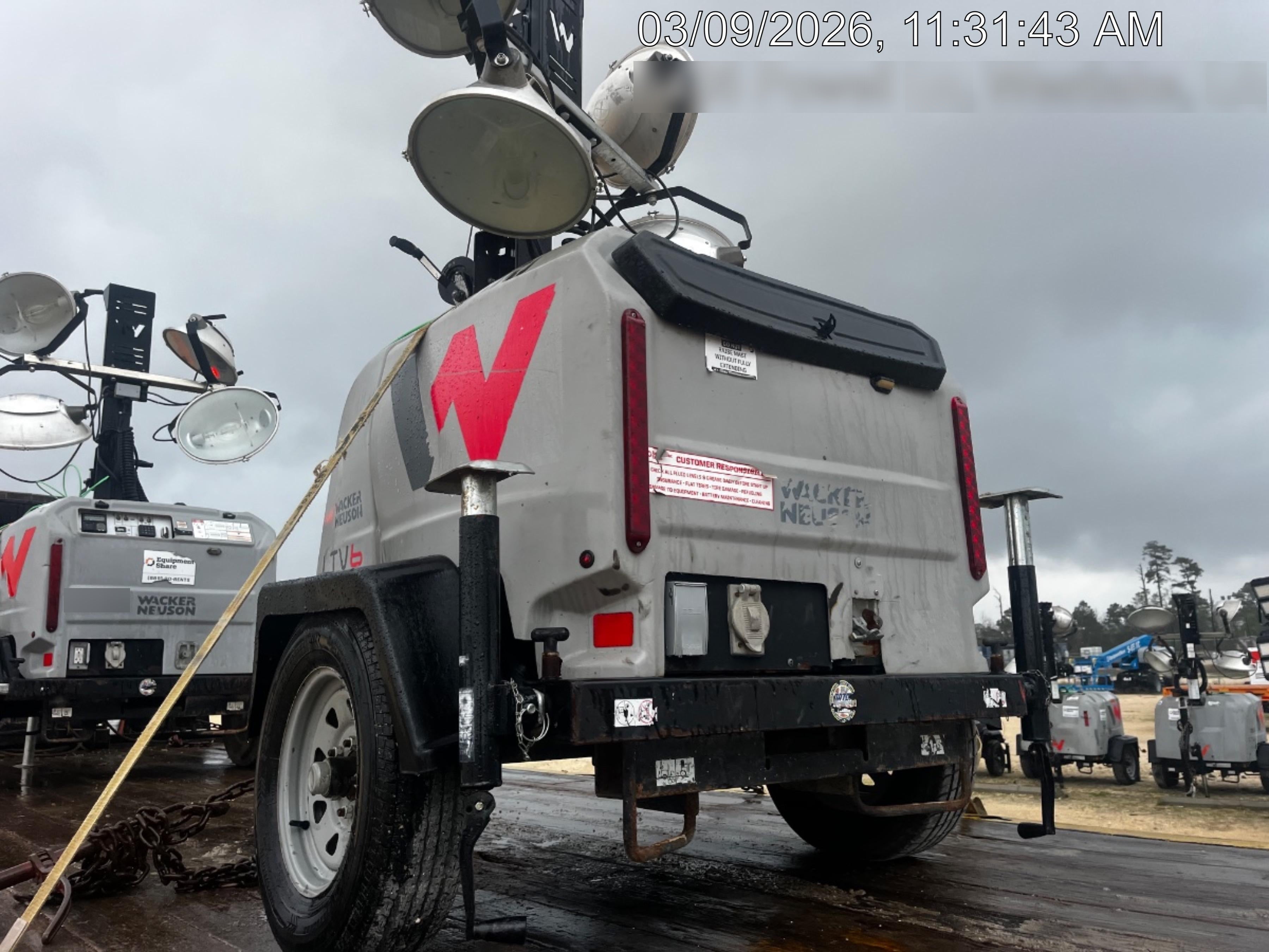 2019 Wacker Neuson LTV6L-MH Mobile Light Tower w/Fuel Level Sensor Installed