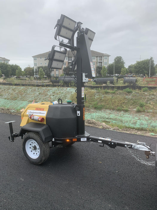 2021 Allmand NLV3GR (4) LED Light Fixture 350W, 23' Vertical Mast, 3kW Prime, Towable, Deep Sea L401, Leveling Jacks, Yanmar T4F 5.8hp