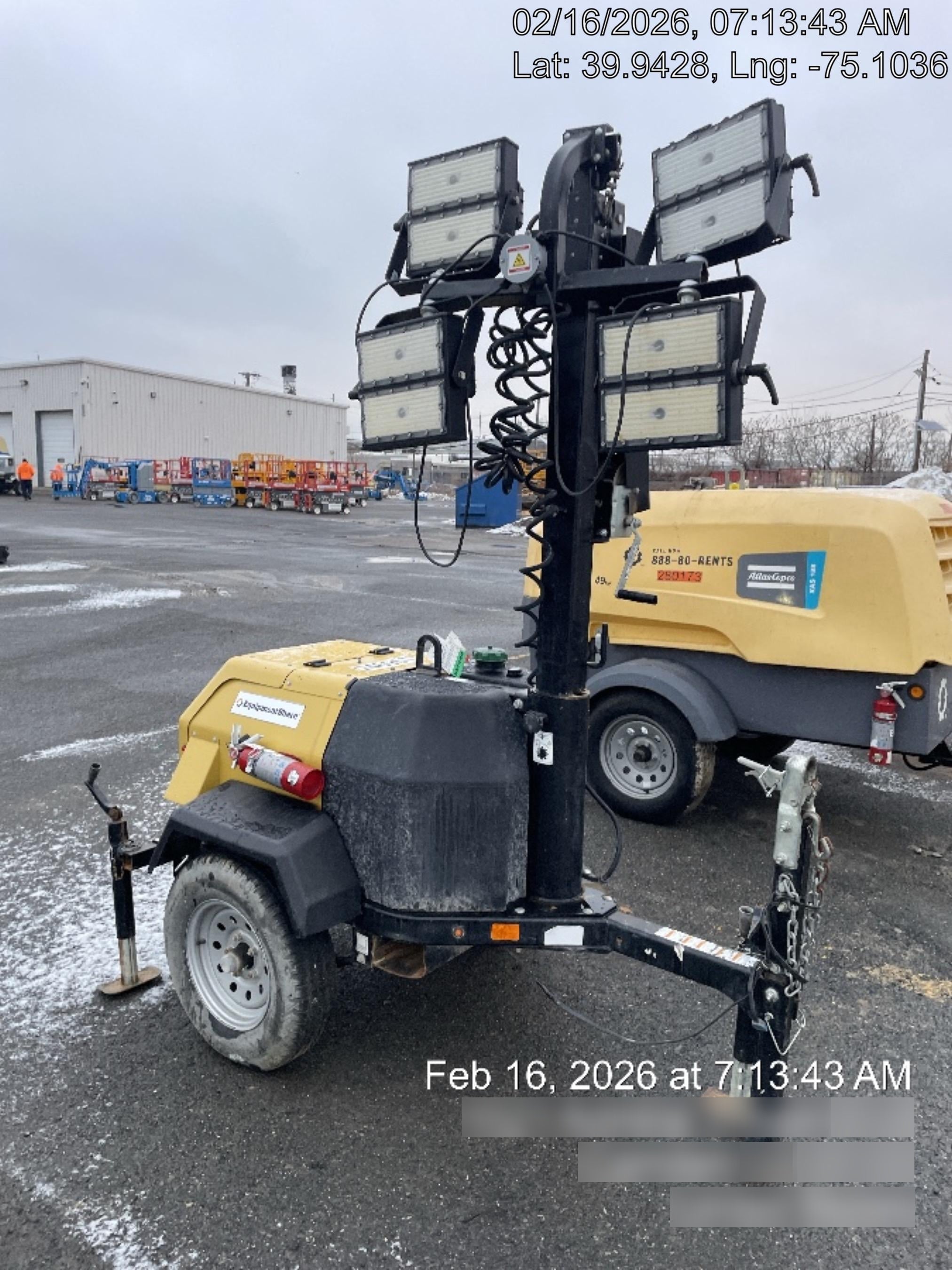 2022 Allmand NLV3GR (4) LED Light Fixture 350W, 23' Vertical Mast, 3kW Prime, Towable, ES Decals, T3