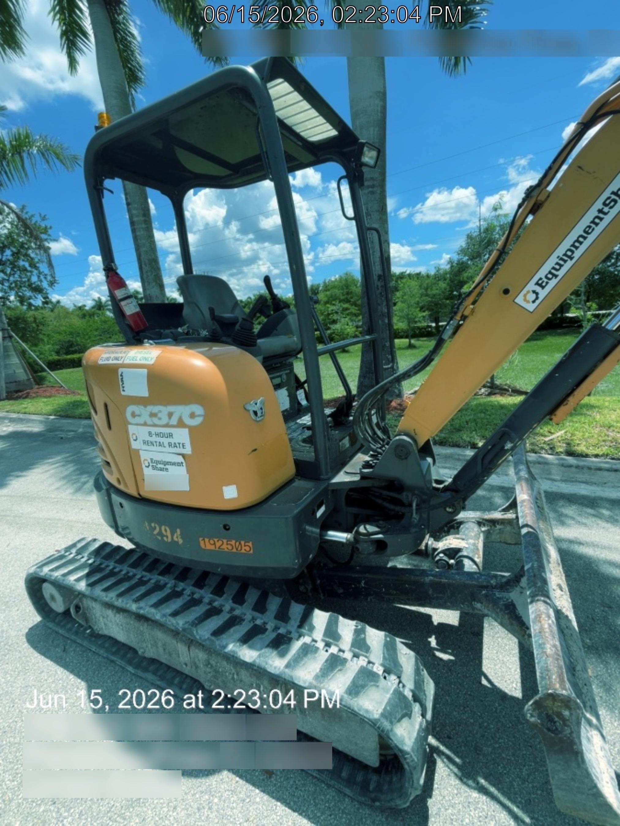 2018 Case CX37C ROPS, LONG ARM, RUBBER TRACKS, AUX HYD