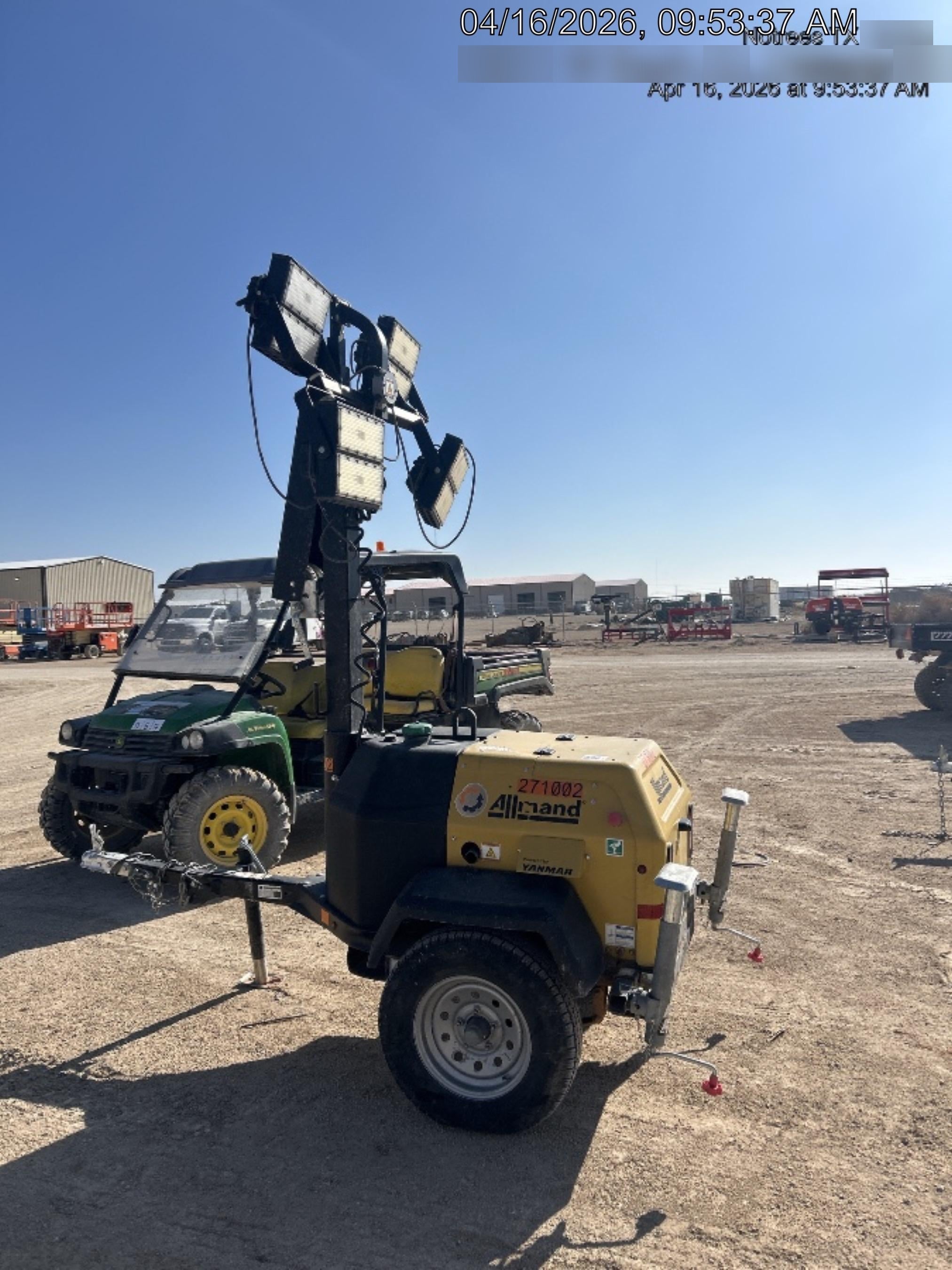 2022 Allmand NLV3GR (4) LED Light Fixture 350W, 23' Vertical Mast, 3kW Prime, Towable, ES Decals, T3