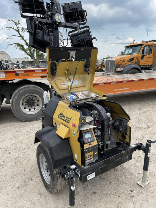 2022 Allmand NLV3GR (4) LED Light Fixture 350W, 23' Vertical Mast, 3kW Prime, Towable, Deep Sea L401, Leveling Jacks, Yanmar T4F 5.8hp