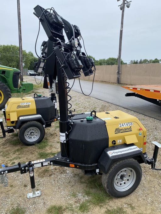 2022 Allmand NLV3GR (4) LED Light Fixture 350W, 23' Vertical Mast, 3kW Prime, Towable, Deep Sea L401, Leveling Jacks, Yanmar T4F 5.8hp