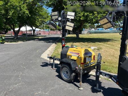 2021 Allmand NLV3GR (4) LED Light Fixture 350W, 23' Vertical Mast, 3kW Prime, Towable, Deep Sea L401, Leveling Jacks, Yanmar T4F 5.8hp