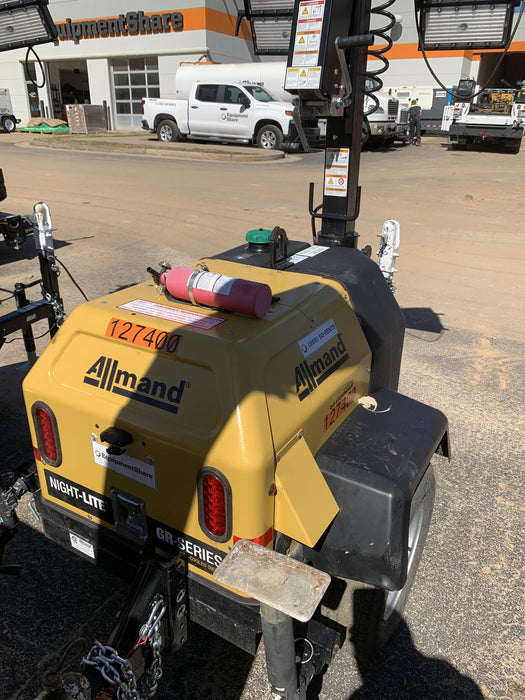 2021 Allmand NLV3GR (4) LED Light Fixture 350W, 23' Vertical Mast, 3kW Prime, Towable, Deep Sea L401, Leveling Jacks, Yanmar T4F 5.8hp