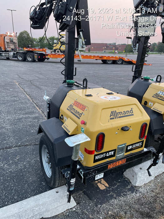 2022 Allmand NLV3GR (4) LED Light Fixture 350W, 23' Vertical Mast, 3kW Prime, Towable, ES Decals, T3