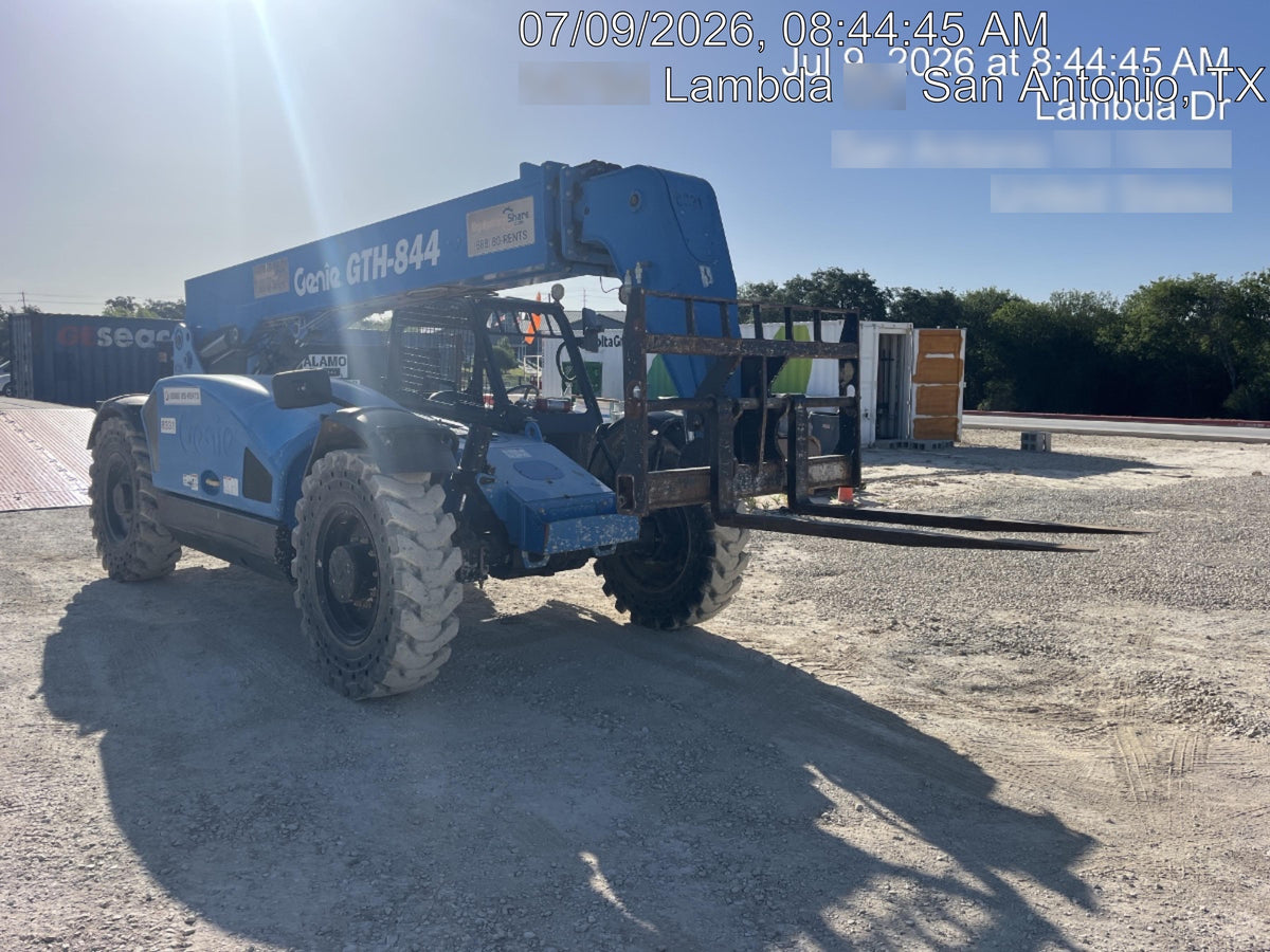 2018 Genie GTH-844 Genie GTH-844D w/Open ROPS, Solid Tires, Work Light/Beacon, 60" Carriage and Forks