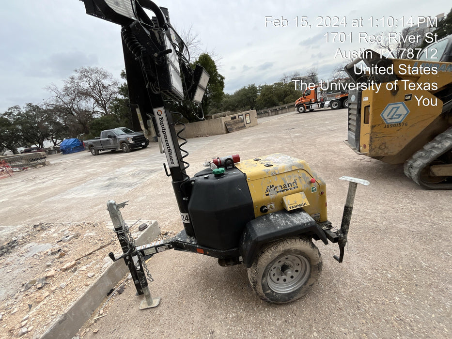 2022 Allmand NLV3GR (4) LED Light Fixture 350W, 23' Vertical Mast, 3kW Prime, Towable, ES Decals, T3