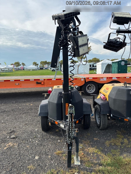 Allmand NLV3GR (4) LED Light Fixture 350W, 23' Vertical Mast, 3kW Prime, Towable, Deep Sea L401, Leveling Jacks, Yanmar T4F 5.8hp