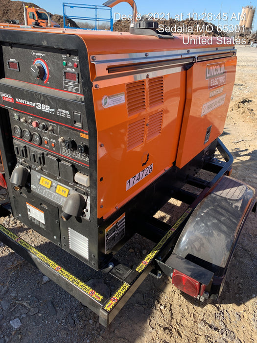 2021 Lincoln Electric Vantage 322 Vantage 322 Ready Pak 3 w/ Decals, ORANGE (includes trailer, cable rack, fender light kit) NO Telematics