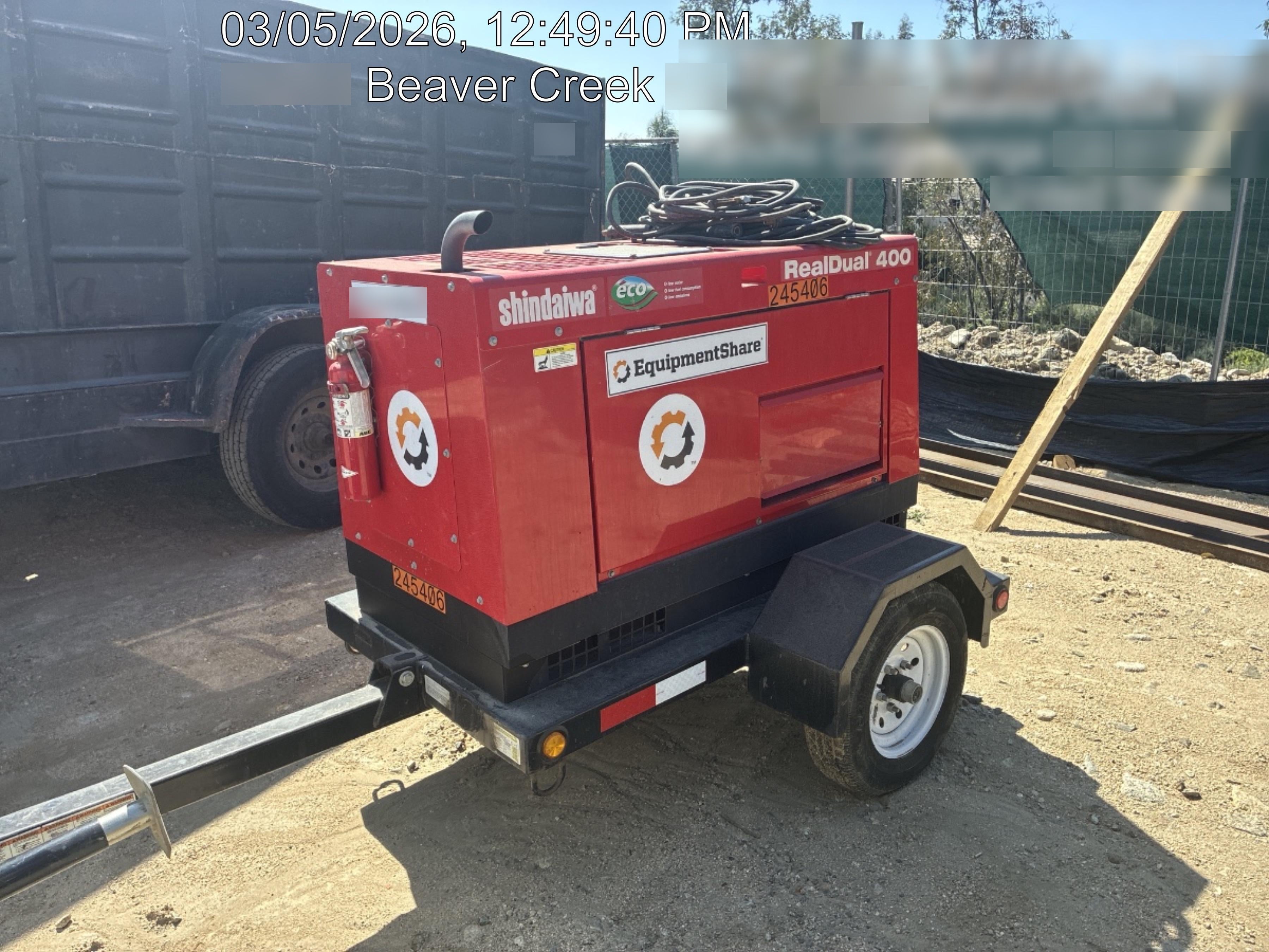 2022 Shindaiwa DGW400MDL Kubota D902 Engine, 23 HP, Dual Op Welder, Wire, Arc, Droop Stick, Tig, and CC Stick Functionality, Simulphase, 3 Phase and 1 Phase Gen Output, Single Axle NB Trlr, Slr Trckl Chrg 12V 12W, Fire Ext