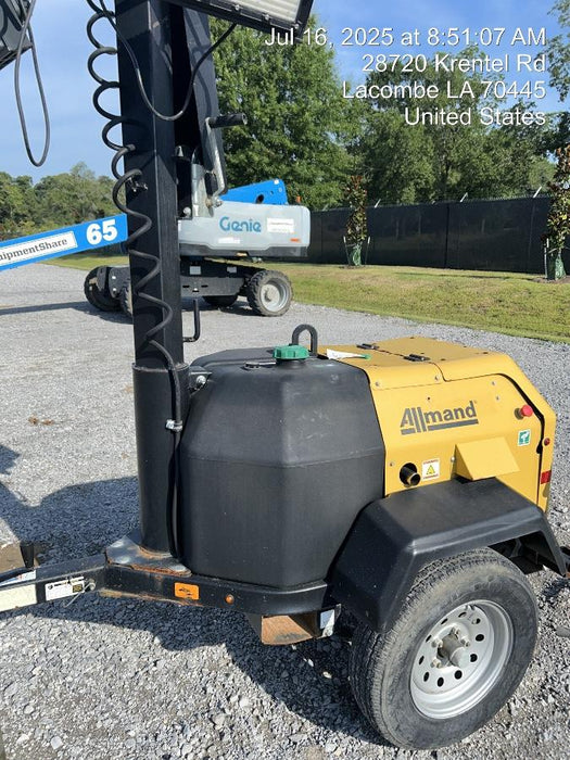 2022 Allmand NLV3GR (4) LED Light Fixture 350W, 23' Vertical Mast, 3kW Prime, Towable, Deep Sea L401, Leveling Jacks, Yanmar T4F 5.8hp