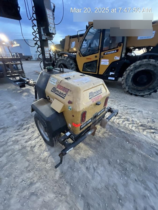 2022 Allmand NLV3GR (4) LED Light Fixture 350W, 23' Vertical Mast, 3kW Prime, Towable, Deep Sea L401, Leveling Jacks, Yanmar T4F 5.8hp