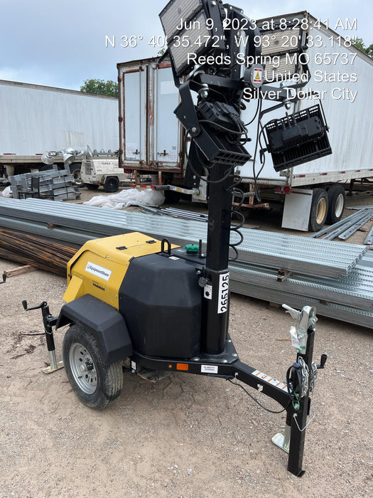 2022 Allmand NLV3GR (4) LED Light Fixture 350W, 23' Vertical Mast, 3kW Prime, Towable, ES Decals, T3