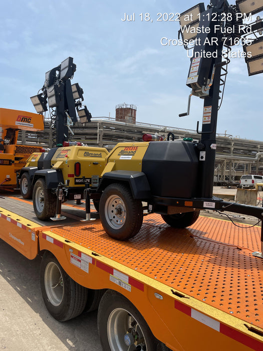 2022 Allmand NLV3GR (4) LED Light Fixture 350W, 23' Vertical Mast, 3kW Prime, Towable, Deep Sea L401, Leveling Jacks, Yanmar T4F 5.8hp