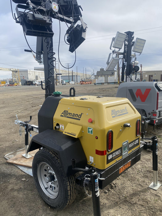 2020 Allmand NLV3GR (4) LED Light Fixture 350W, 23' Vertical Mast, 3kW Prime, Towable, Deep Sea L401, Leveling Jacks, Yanmar T4F 5.8hp