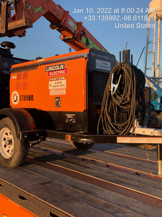 2021 Lincoln Electric Vantage 322 Vantage 322 Ready Pak 3 w/ Decals, ORANGE (includes trailer, cable rack, fender light kit) NO Telematics