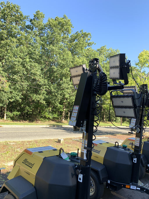 2021 Allmand NLV3GR (4) LED Light Fixture 350W, 23' Vertical Mast, 3kW Prime, Towable, Deep Sea L401, Leveling Jacks, Yanmar T4F 5.8hp