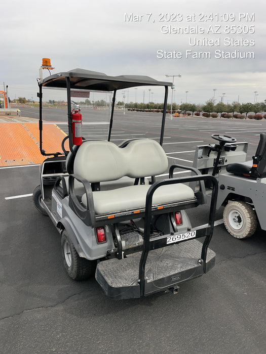 2022 Club Car CA100E Canopy, Fold down Windshield, Beacon, Back up Alarm, All-Trail Trials, HD 8 V Batteries, Trailer Hitch and Ball