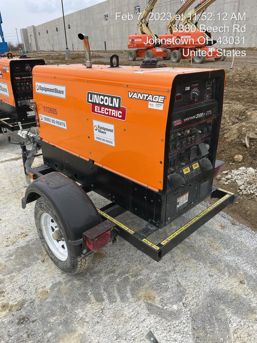 2021 Lincoln Electric Vantage 322 Vantage 322 Ready Pak 3 w/ Decals, ORANGE (includes trailer, cable rack, fender light kit) NO Telematics