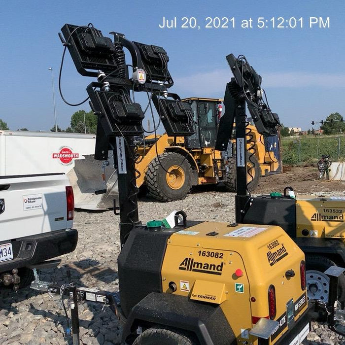 2021 Allmand NLV3GR (4) LED Light Fixture 350W, 23' Vertical Mast, 3kW Prime, Towable, Deep Sea L401, Leveling Jacks, Yanmar T4F 5.8hp