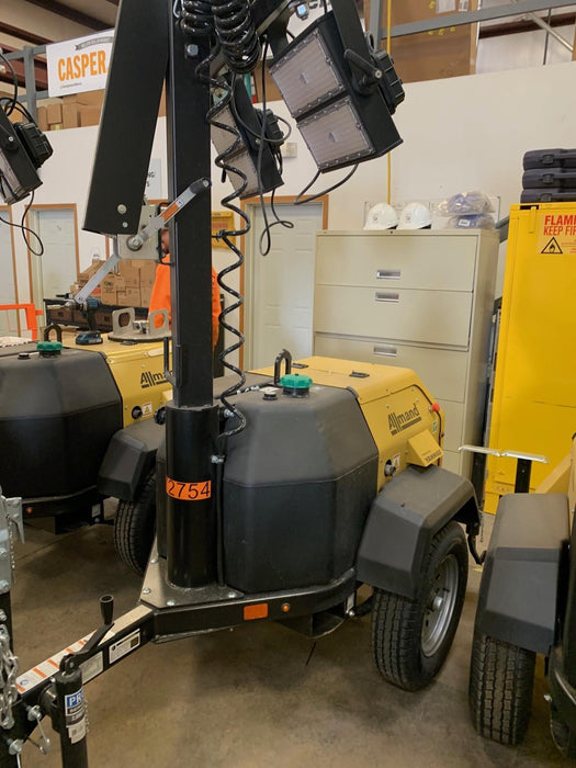 2022 Allmand NLV3GR (4) LED Light Fixture 350W, 23' Vertical Mast, 3kW Prime, Towable, ES Decals, T3