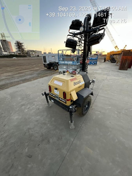 2022 Allmand NLV3GR (4) LED Light Fixture 350W, 23' Vertical Mast, 3kW Prime, Towable, Deep Sea L401, Leveling Jacks, Yanmar T4F 5.8hp