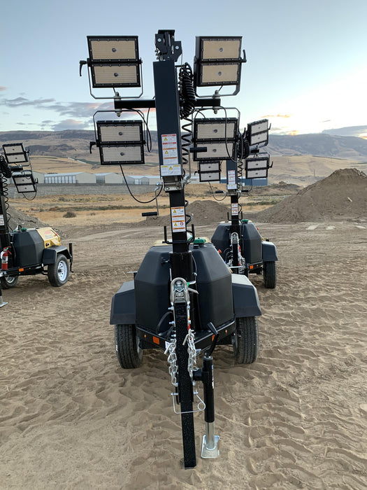 2021 Allmand NLV3GR (4) LED Light Fixture 350W, 23' Vertical Mast, 3kW Prime, Towable, Deep Sea L401, Leveling Jacks, Yanmar T4F 5.8hp