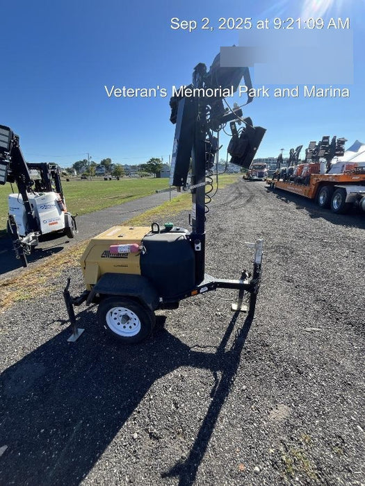 2021 Allmand NLV3GR (4) LED Light Fixture 350W, 23' Vertical Mast, 3kW Prime, Towable, Deep Sea L401, Leveling Jacks, Yanmar T4F 5.8hp