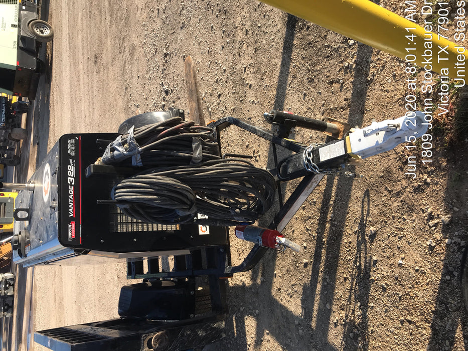2019 Lincoln Electric Vantage 322 Ready-Pak 3, Two Wheel Trailer, Fender and Light Kit, Cable Rack