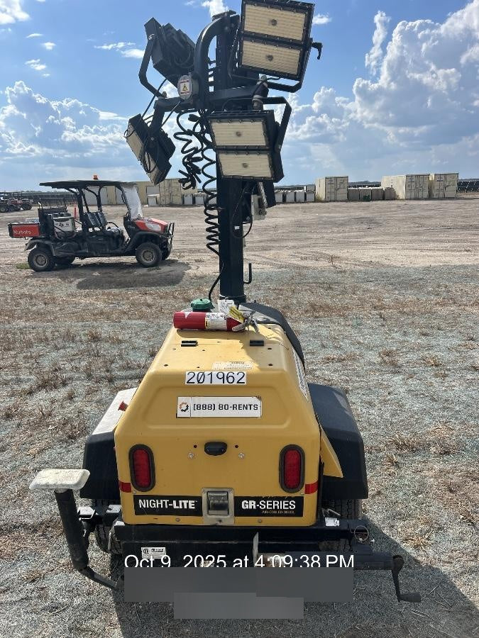 2022 Allmand NLV3GR (4) LED Light Fixture 350W, 23' Vertical Mast, 3kW Prime, Towable, Deep Sea L401, Leveling Jacks, Yanmar T4F 5.8hp