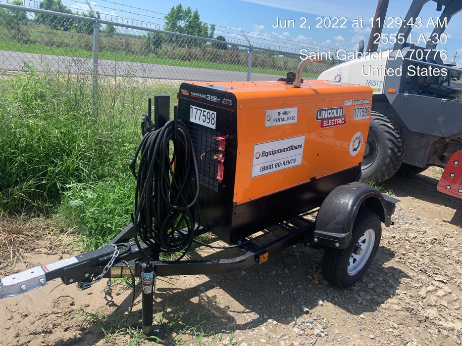 2021 Lincoln Electric Vantage 322 Vantage 322 Ready Pak 3 w/ Decals, ORANGE (includes trailer, cable rack, fender light kit) NO Telematics