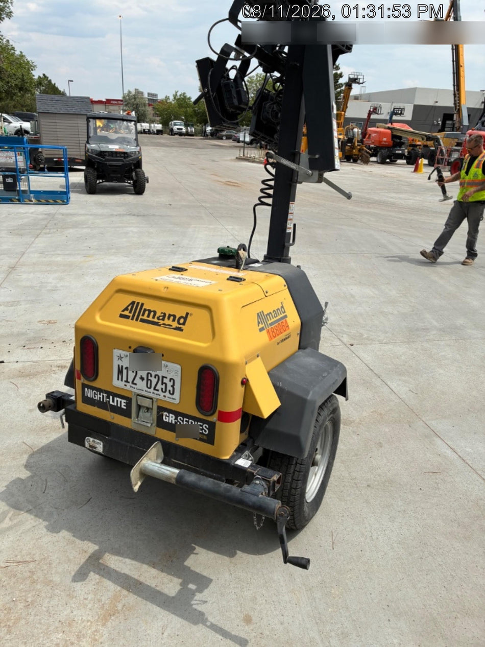 Allmand NLV3GR (4) LED Light Fixture 350W, 23' Vertical Mast, 3kW Prime, Towable, Deep Sea L401, Leveling Jacks, Yanmar T4F 5.8hp
