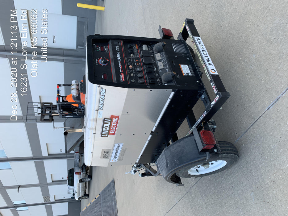 2019 Lincoln Electric Vantage 322 Ready-Pak 3, Two Wheel Trailer, Fender and Light Kit, Cable Rack
