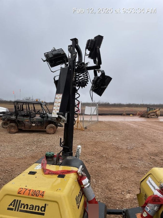 2022 Allmand NLV3GR (4) LED Light Fixture 350W, 23' Vertical Mast, 3kW Prime, Towable, ES Decals, T3