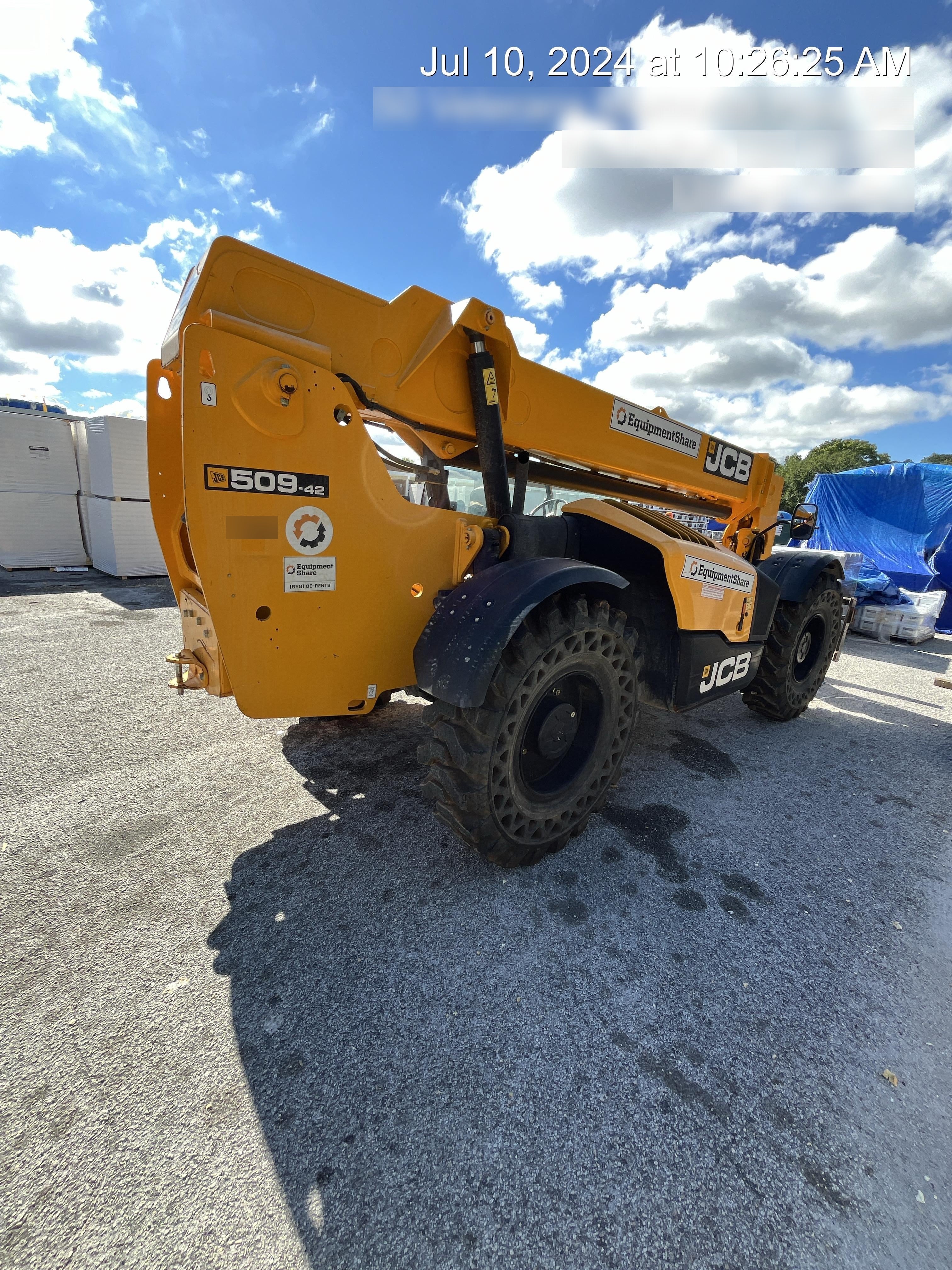 2020 JCB 509-42 Canopy, Solid Tires, Work Lights, Beacon, Aux Hydraulics, Back up Alarm, Lifting Eye, ES Decals