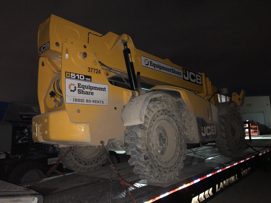 2019 JCB 510-56 74 HP w/CAB/HVAC, Beacon, Worklights, Aux Hydraulics, Solid Tires 66" Carriage/60" Forks