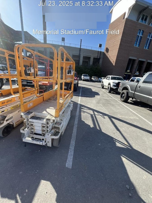 Custom Equipment HB-1430 Hy-Brid Scissor Lift
Platform capacity up to 670 lbs
Working height up to 20 ft
Weighs under 1,700 lbs
Non-marking wheels