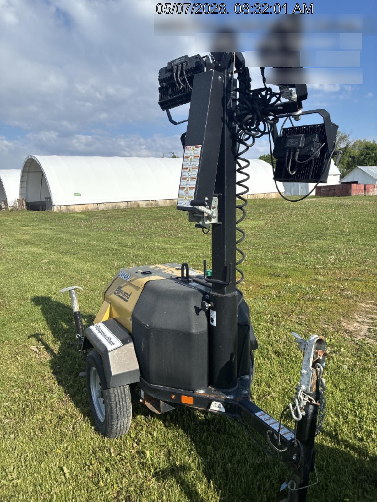 2022 Allmand NLV3GR (4) LED Light Fixture 350W, 23' Vertical Mast, 3kW Prime, Towable, Deep Sea L401, Leveling Jacks, Yanmar T4F 5.8hp