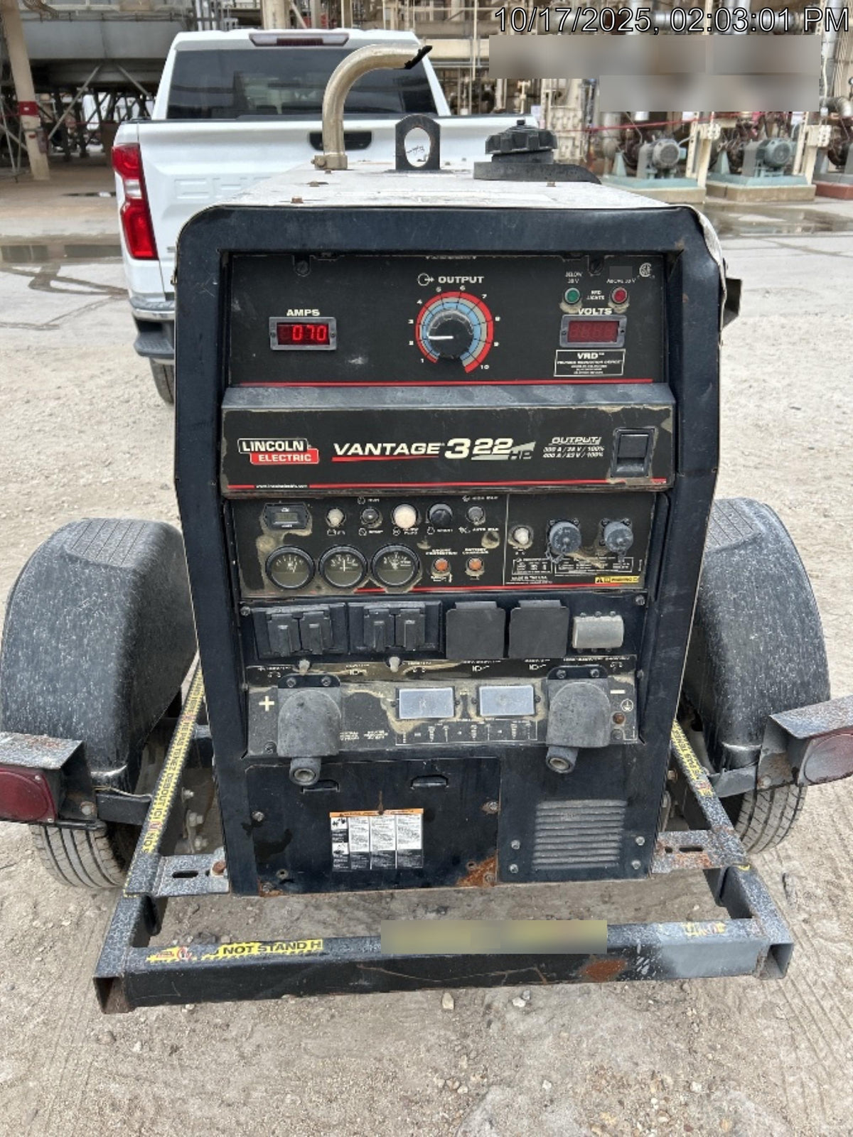 2019 Lincoln Electric Vantage 322 Ready-Pak 3, Two Wheel Trailer, Fender and Light Kit, Cable Rack
