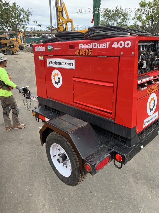 2022 Shindaiwa DGW400MDL Kubota D902 Engine, 23 HP, Dual Op Welder, Wire, Arc, Droop Stick, Tig, and CC Stick Functionality, Simulphase, 3 Phase and 1 Phase Gen Output, Single Axle NB Trlr, Slr Trckl Chrg 12V 12W, Fire Ext