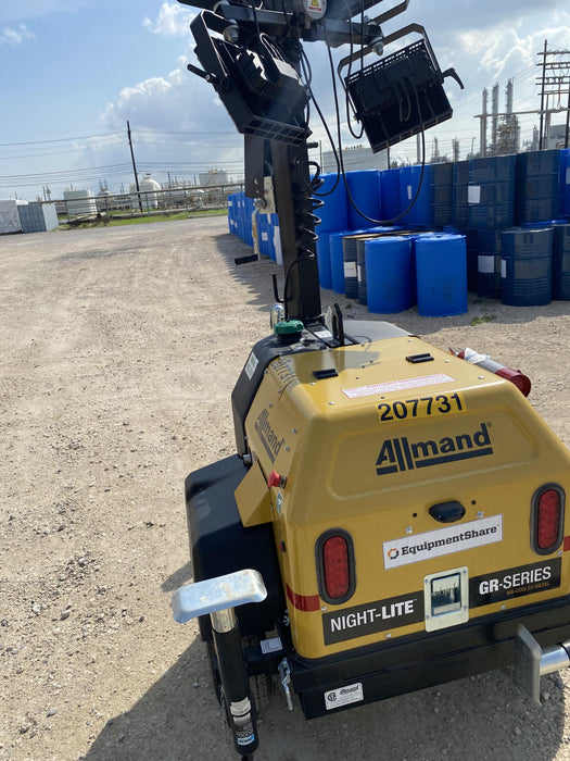 2022 Allmand NLV3GR (4) LED Light Fixture 350W, 23' Vertical Mast, 3kW Prime, Towable, Deep Sea L401, Leveling Jacks, Yanmar T4F 5.8hp