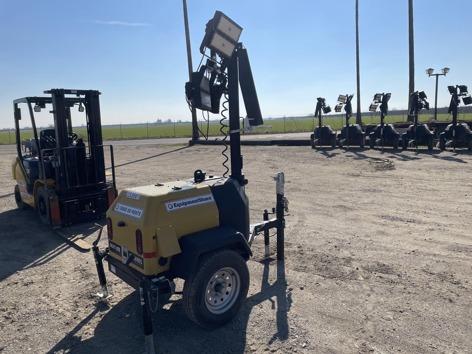 2022 Allmand NLV3GR (4) LED Light Fixture 350W, 23' Vertical Mast, 3kW Prime, Towable, Deep Sea L401, Leveling Jacks, Yanmar T4F 5.8hp