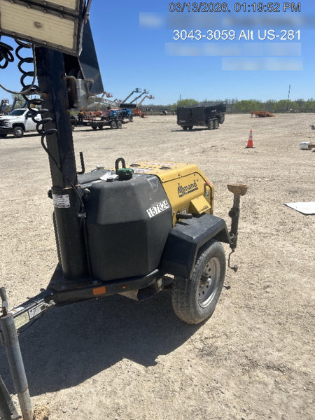 Allmand NLV3GR (4) LED Light Fixture 350W, 23' Vertical Mast, 3kW Prime, Towable, Deep Sea L401, Leveling Jacks, Yanmar T4F 5.8hp