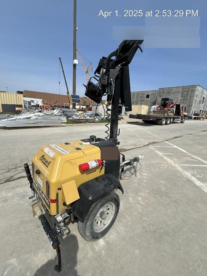 2022 Allmand NLV3GR (4) LED Light Fixture 350W, 23' Vertical Mast, 3kW Prime, Towable, ES Decals, T3